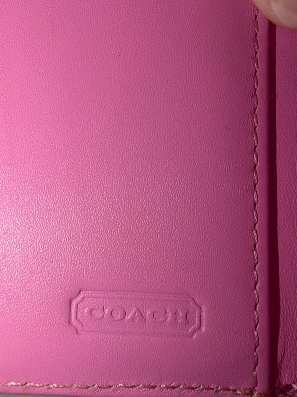 PROJECT COACH Pink Leather Clutch Wallet with Tan Trim - Picture 7 of 7